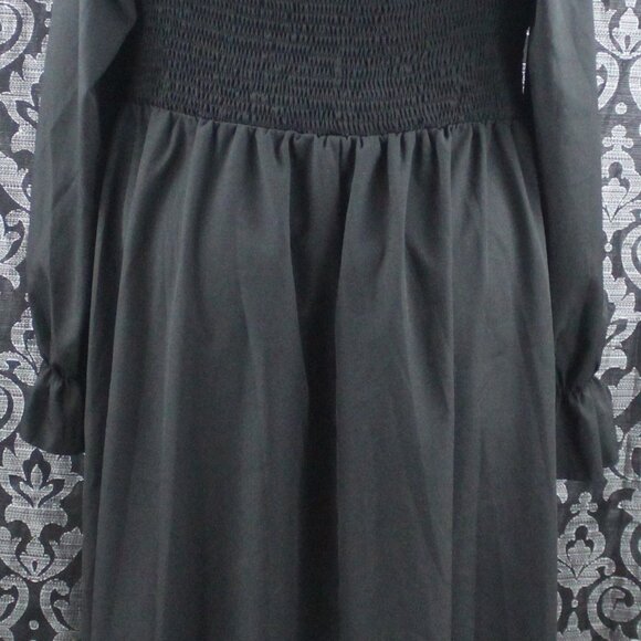 Black Flounce Sleeve Ruched Bust Dress 4X - Picture 7 of 9